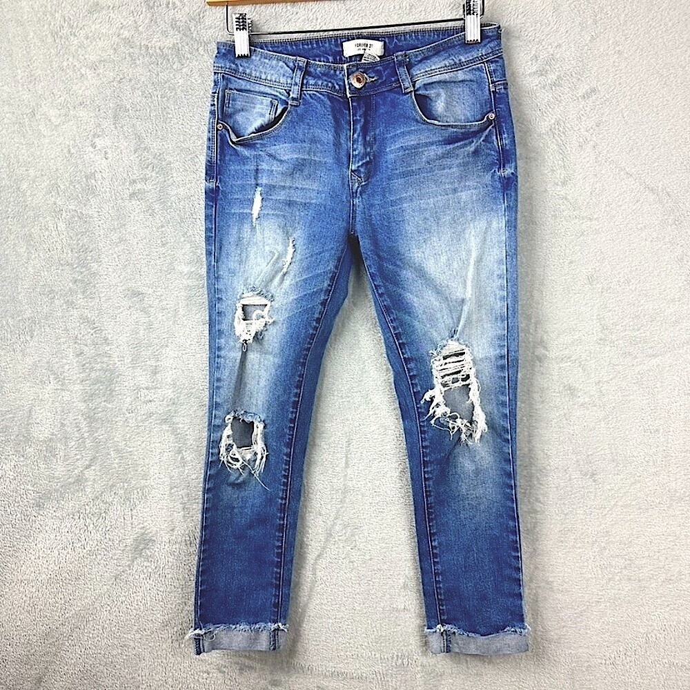 Forever 21 jeans womens 24 blue stretch‎ crop denim